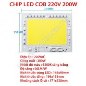 Chip LED COB siêu sáng 220V  200W sáng trắng 